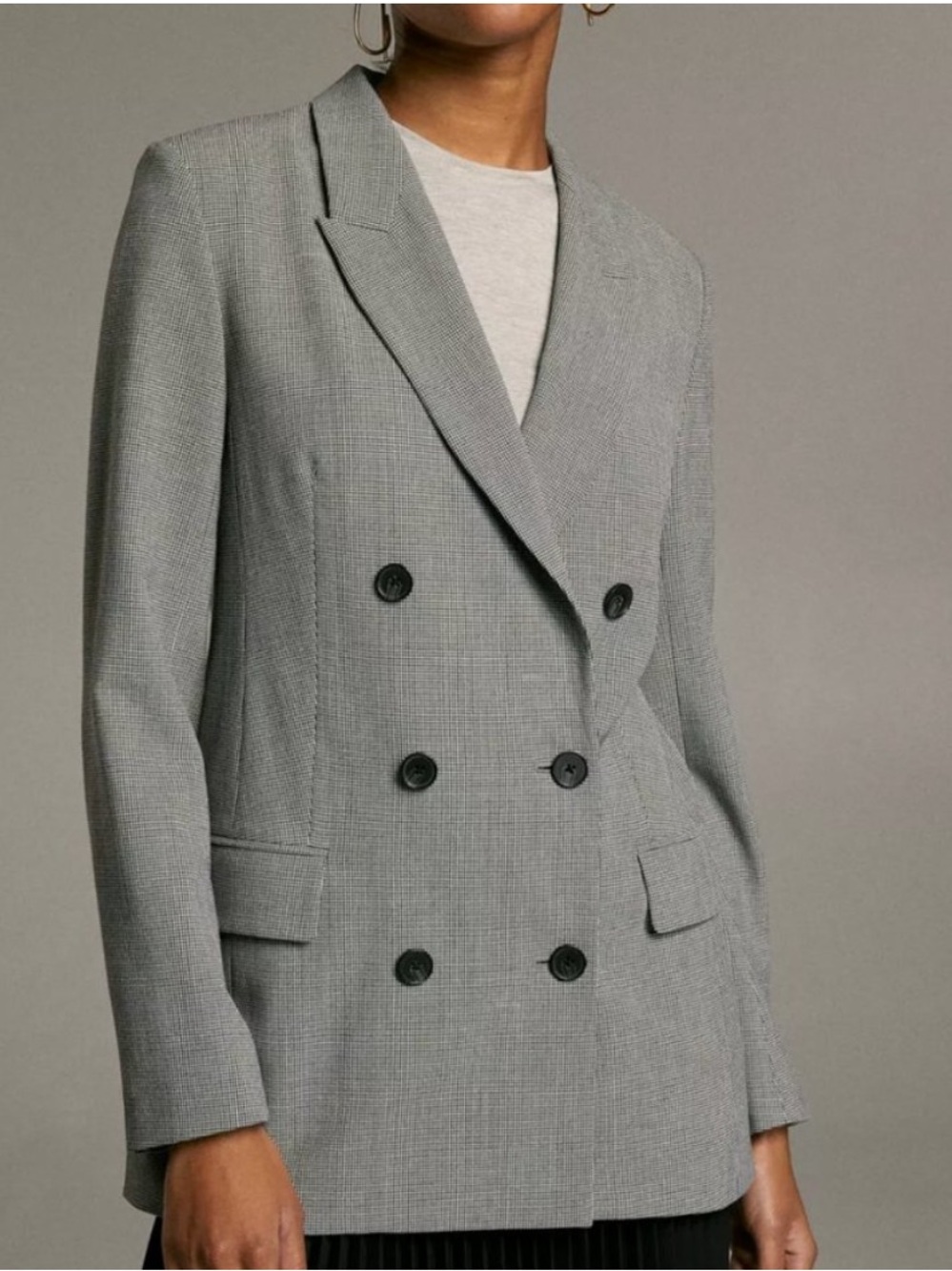 Aritzia Babaton Samuel Double Breasted Black White Houndstooth Plaid Blazer 00